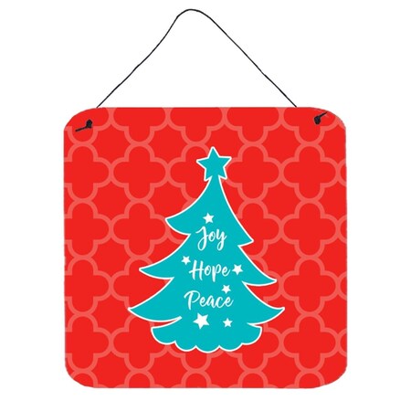 Carolines Treasures Christmas Tree Red Teal Wall or Door Hanging Prints BB6969DS66